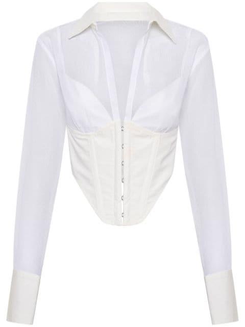 Grid sheer corset shirt by DION LEE