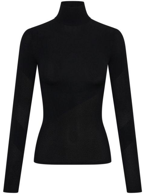 Helix mesh-detail knitted top by DION LEE