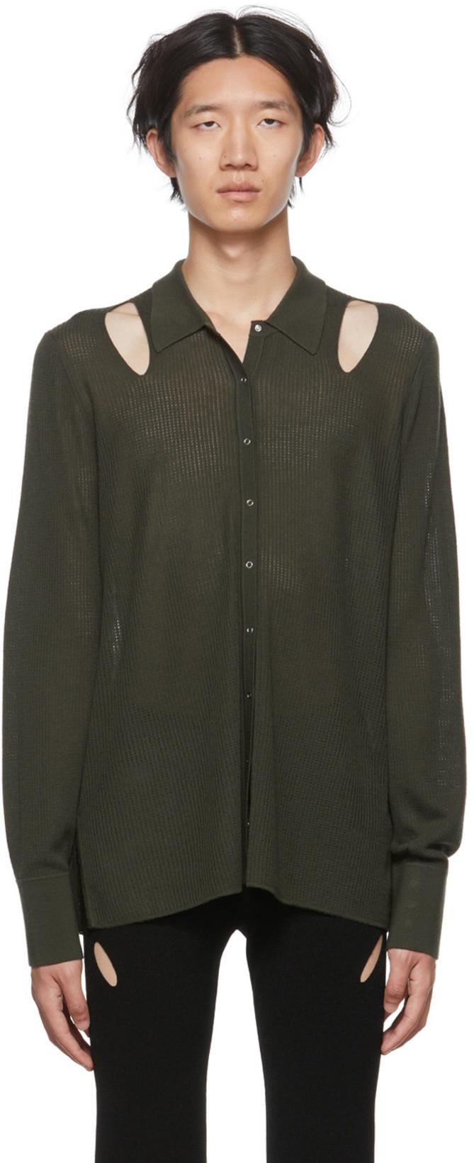 Khaki Cutout Cardigan by DION LEE