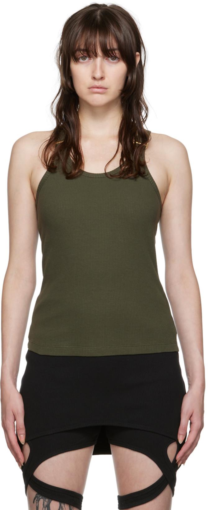 Khaki E-Hook Tank Top by DION LEE