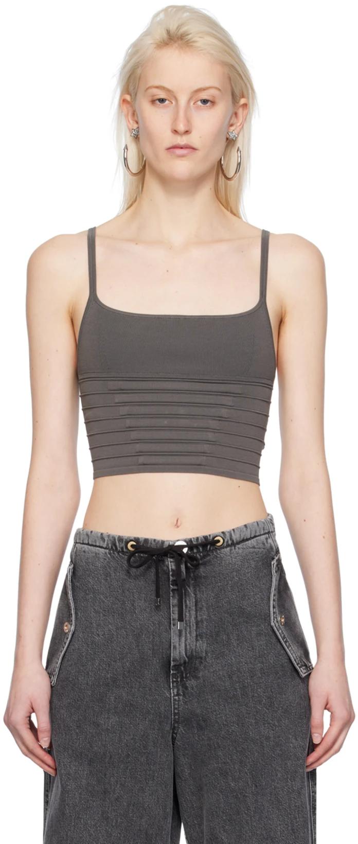 Khaki Ventral Compact Tank Top by DION LEE