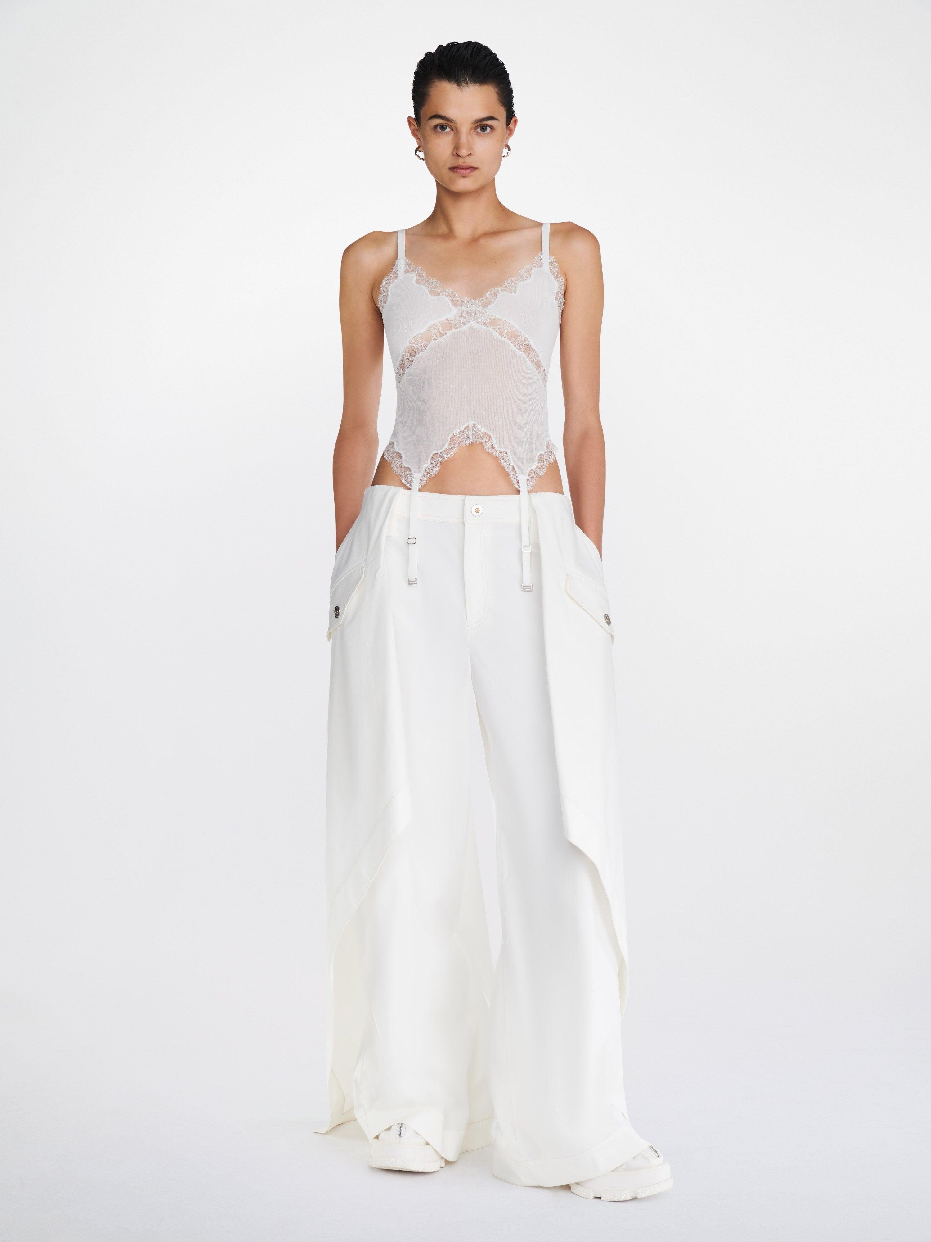 LACE RIB GARTER TANK by DION LEE