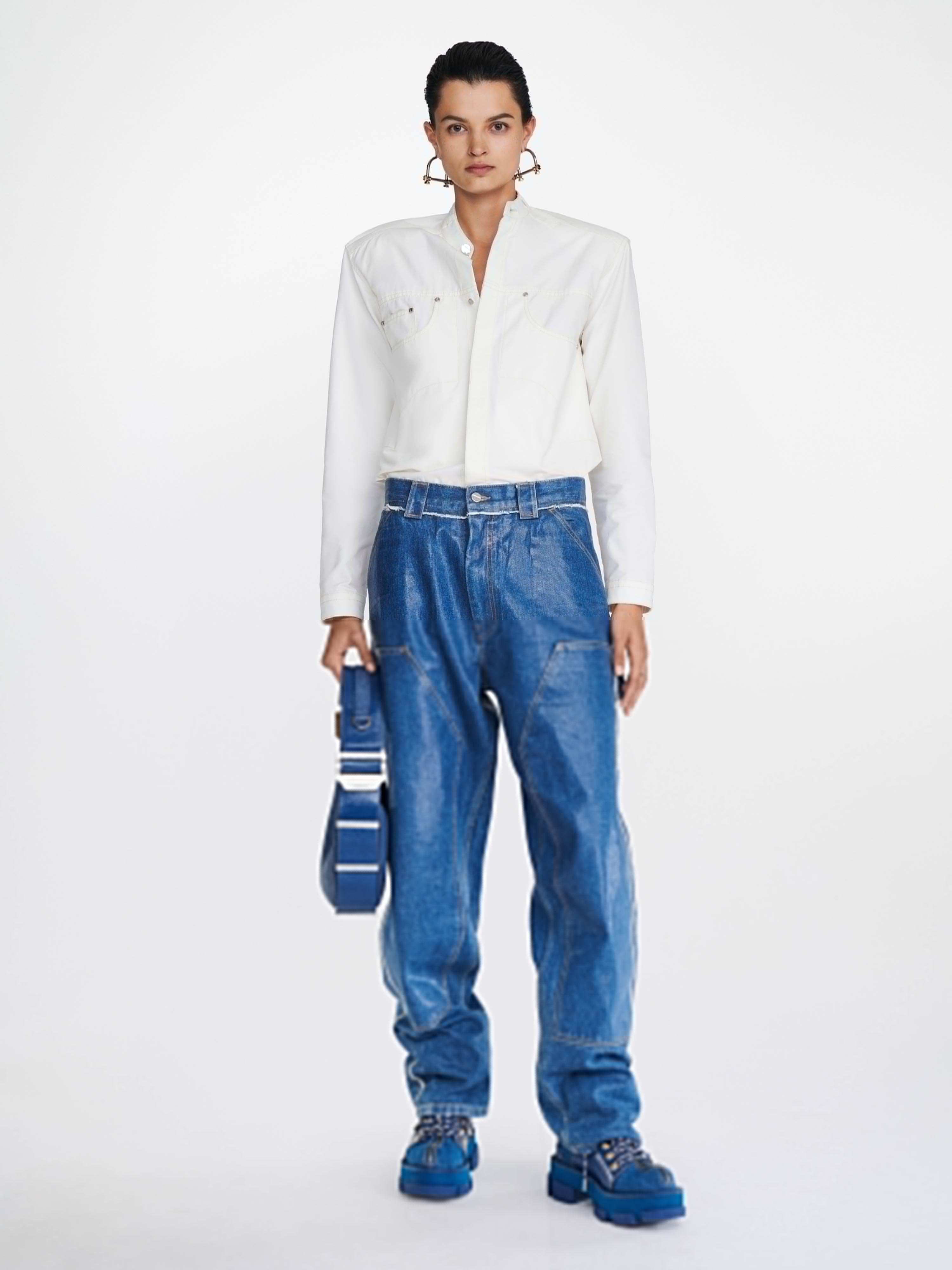 LAMINATED CARPENTER JEAN by DION LEE