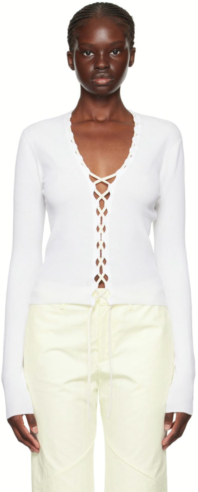 Off-White Bichrome Cardigan by DION LEE