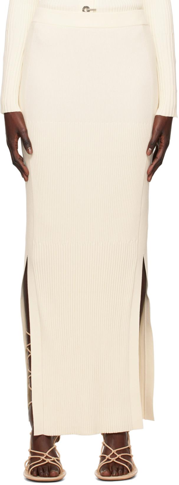 Off-White Gradient Rib Maxi Skirt by DION LEE