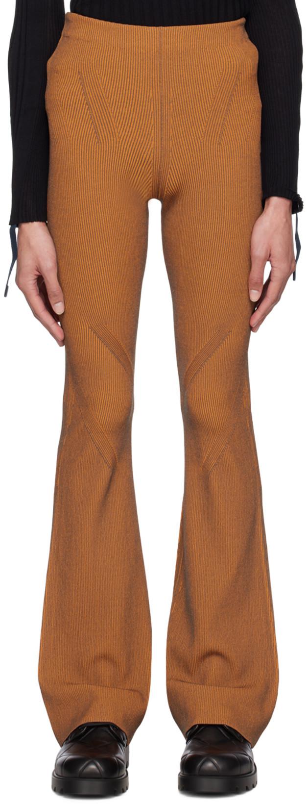 Orange Angled Rib Lounge Pants by DION LEE