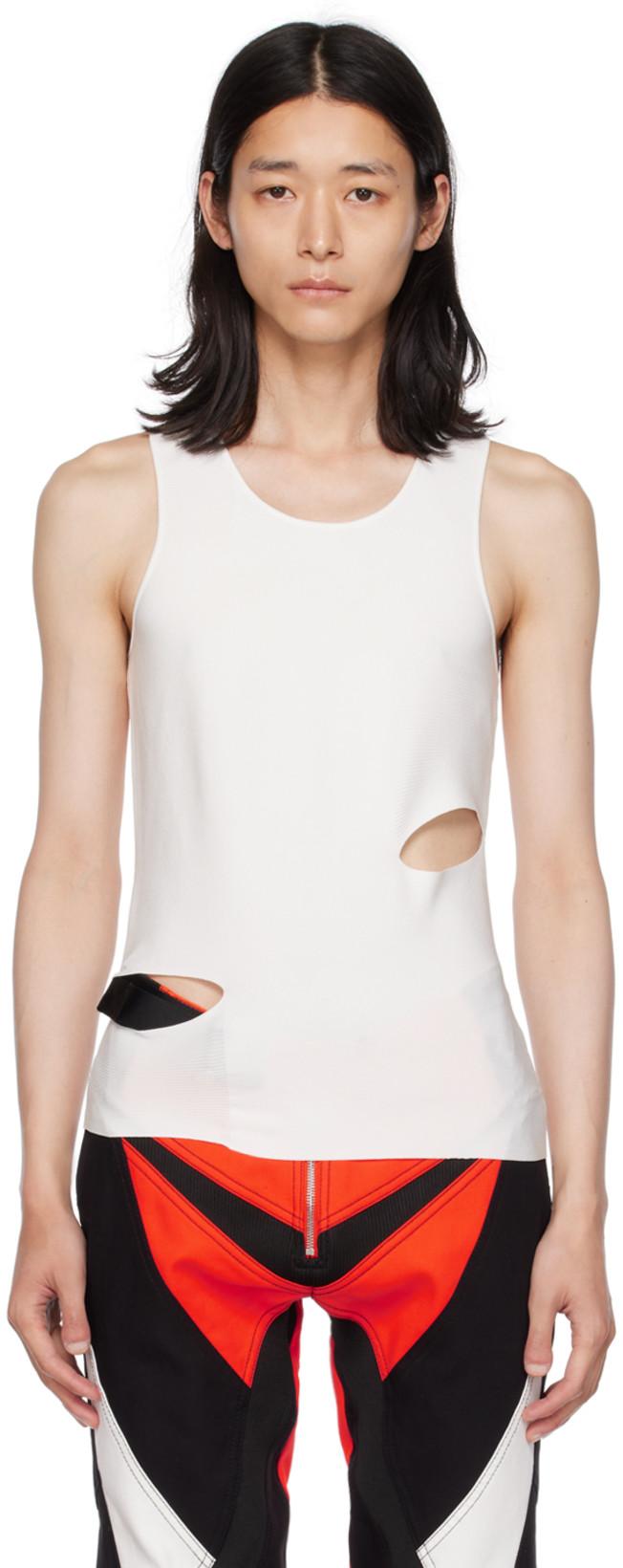 White Cutout Tank Top by DION LEE