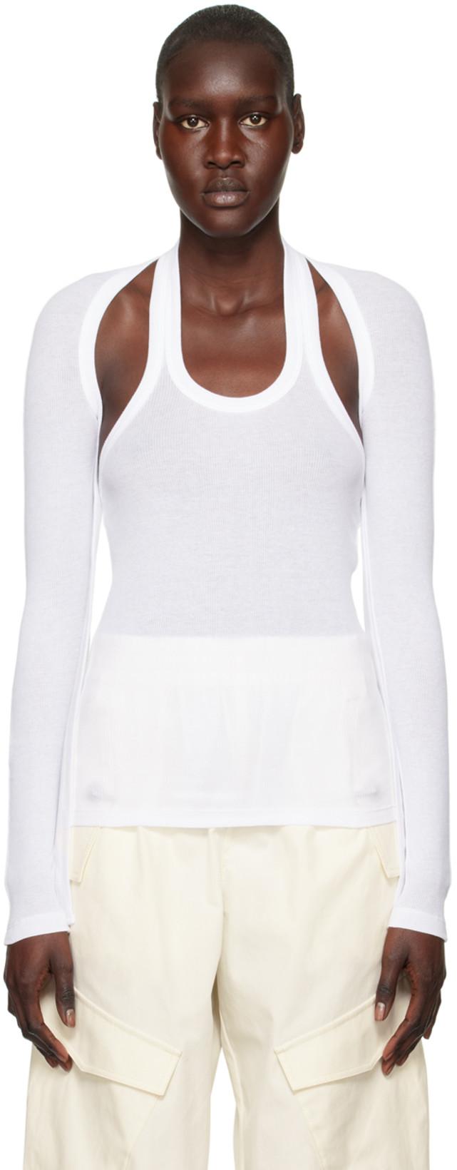 White Modular Long Sleeve T-Shirt by DION LEE