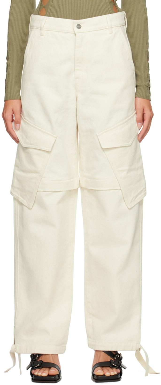 White Parachute Jeans by DION LEE