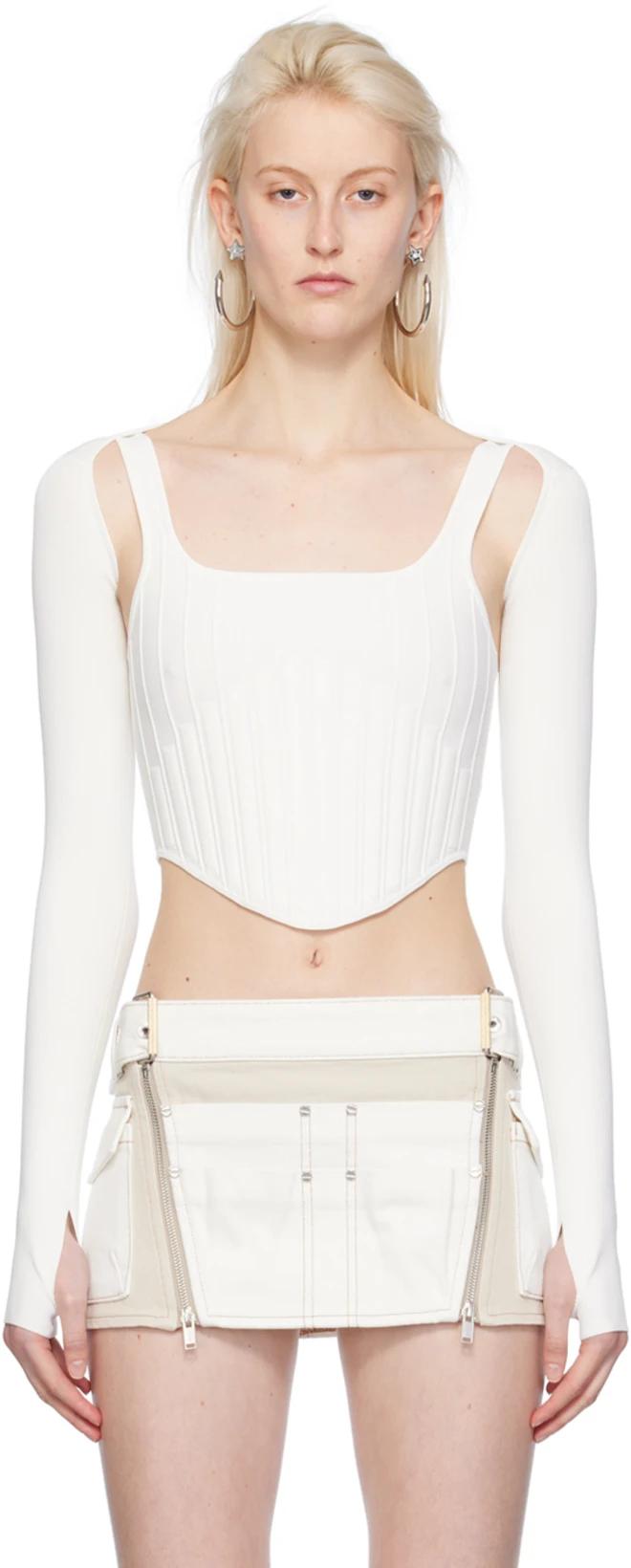 White Ventral Compact Corset Top by DION LEE