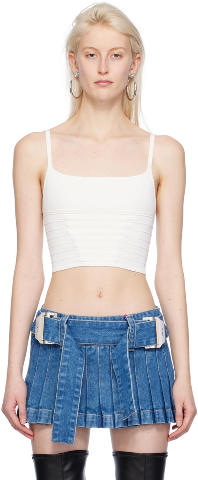 White Ventral Compact Tank Top by DION LEE