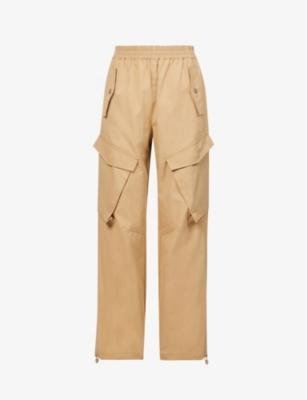 Wide-leg mid-rise cotton cargo trousers by DION LEE