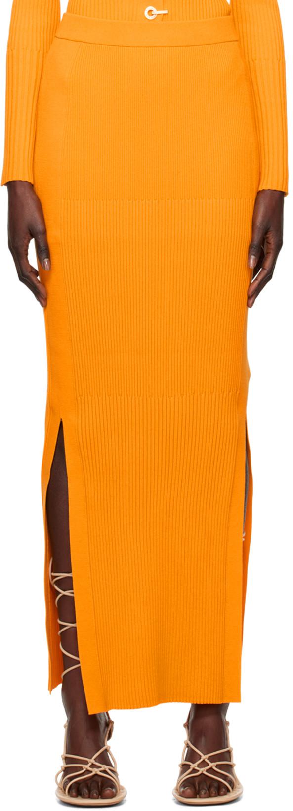 Yellow Gradient Maxi Skirt by DION LEE