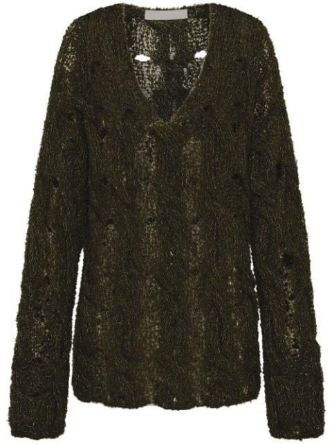 cable-knit boucle jumper by DION LEE
