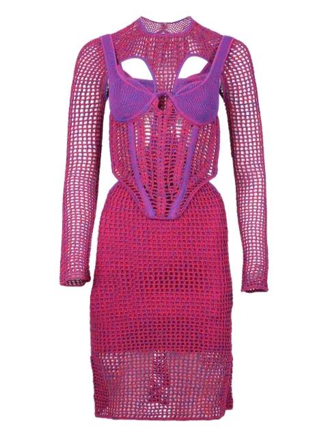 crochet-knit mini dress by DION LEE