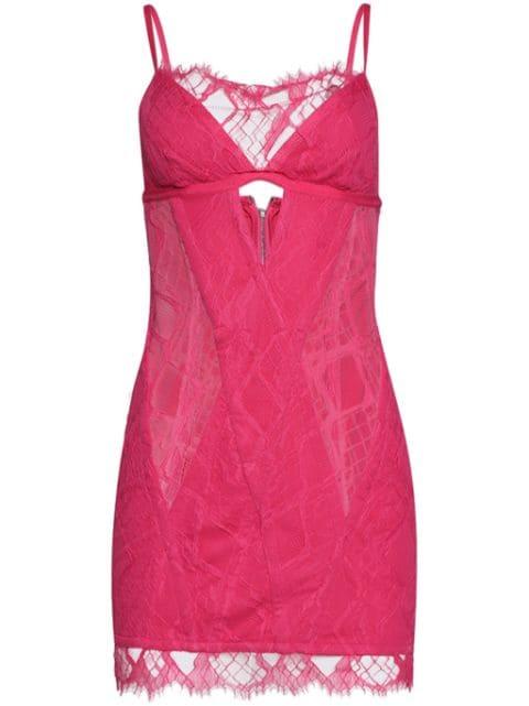 lace-overlay cut-out minidress by DION LEE