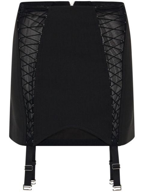 lace-up sheer miniskirt by DION LEE