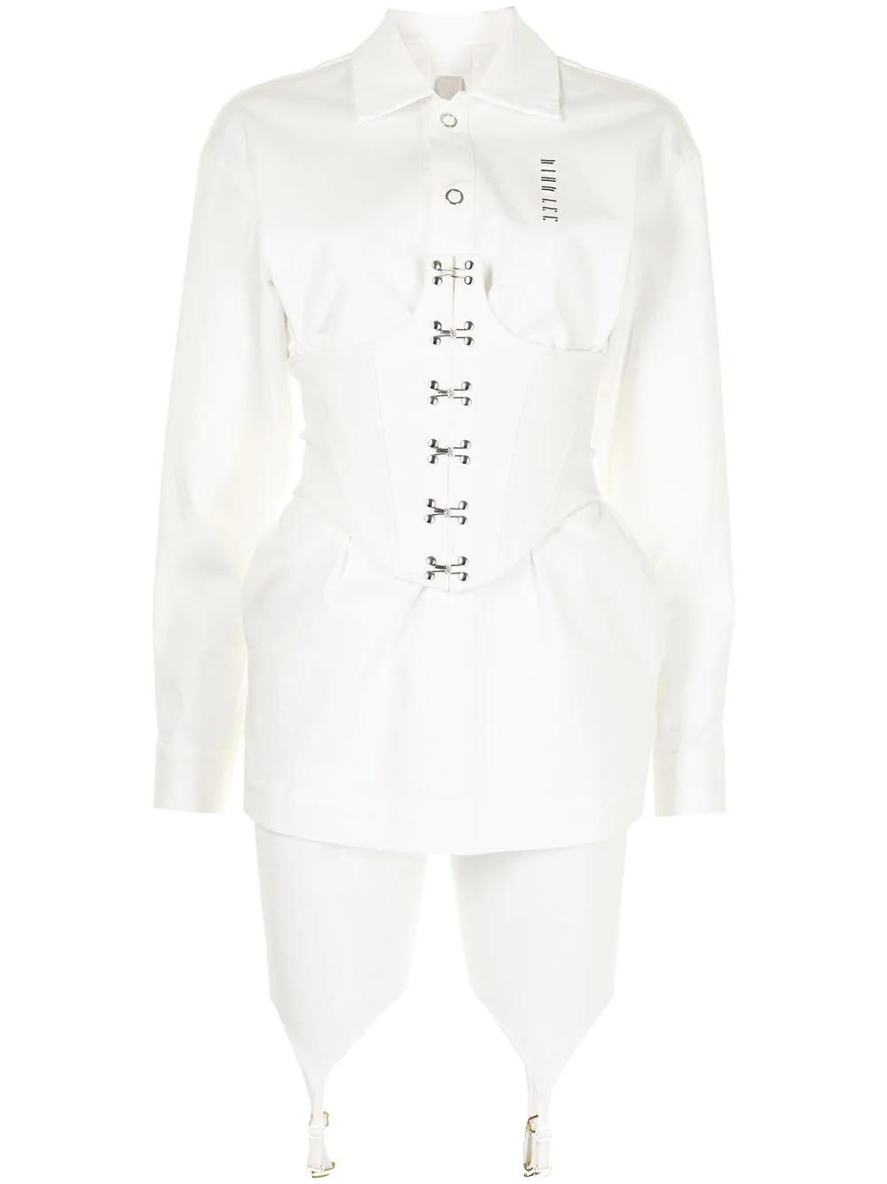 logo-print snap fastening shirt by DION LEE