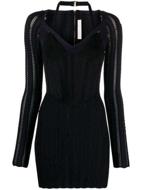 open-knit corset minidress by DION LEE