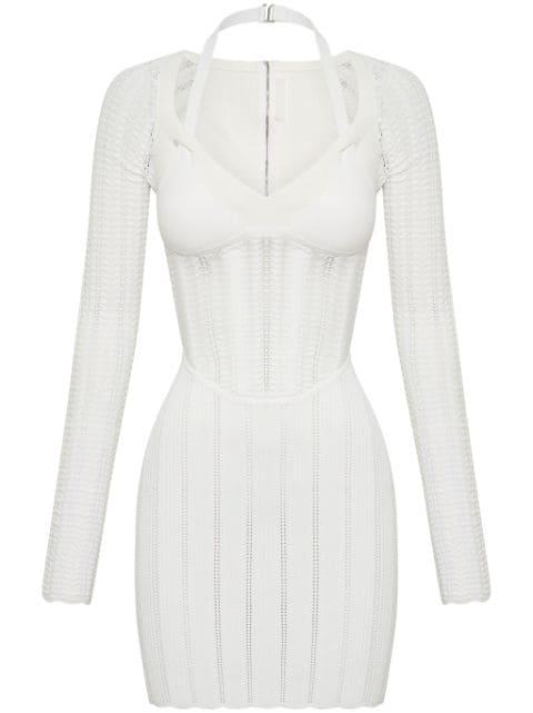 open-knit corset minidress by DION LEE