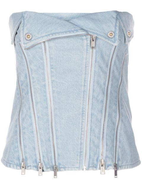 strapless denim top by DION LEE