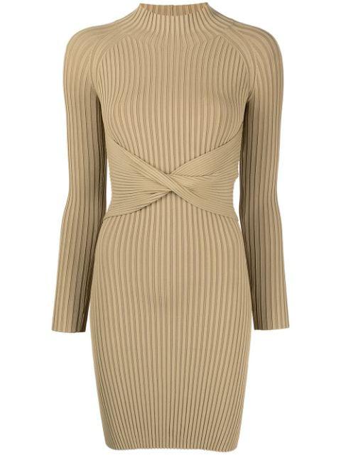 twist-detail ribbed-knit minidress by DION LEE