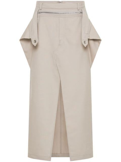 zip-detail wool midi skirt by DION LEE