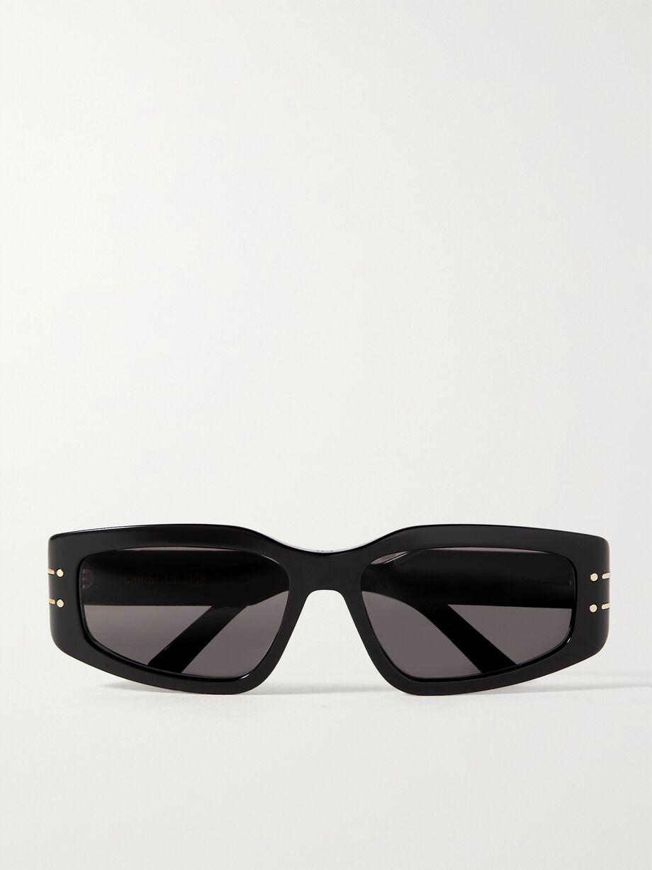 DiorSignature S9U rectangular-frame acetate and gold-tone sunglasses by DIOR