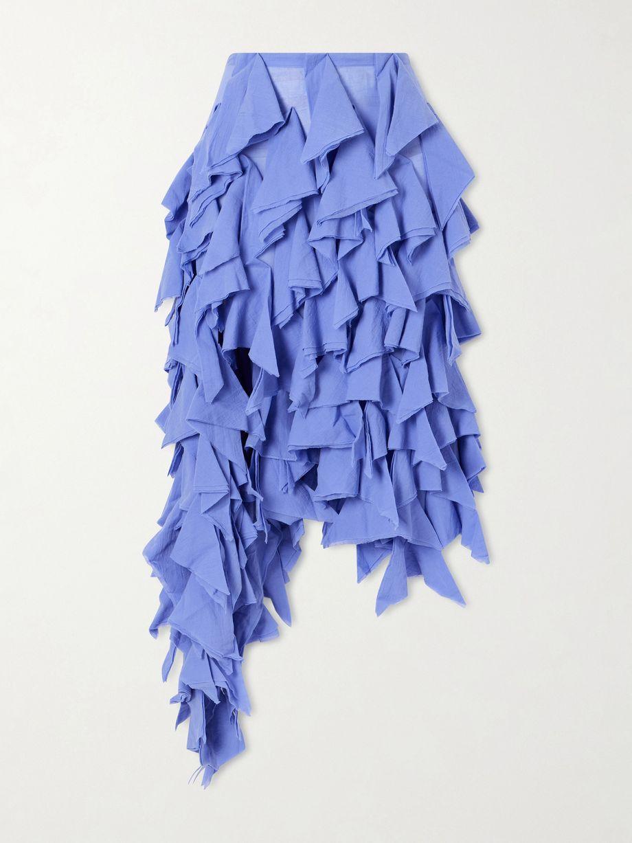 Handkerchief asymmetric ruffled cotton midi skirt by DIOTIMA