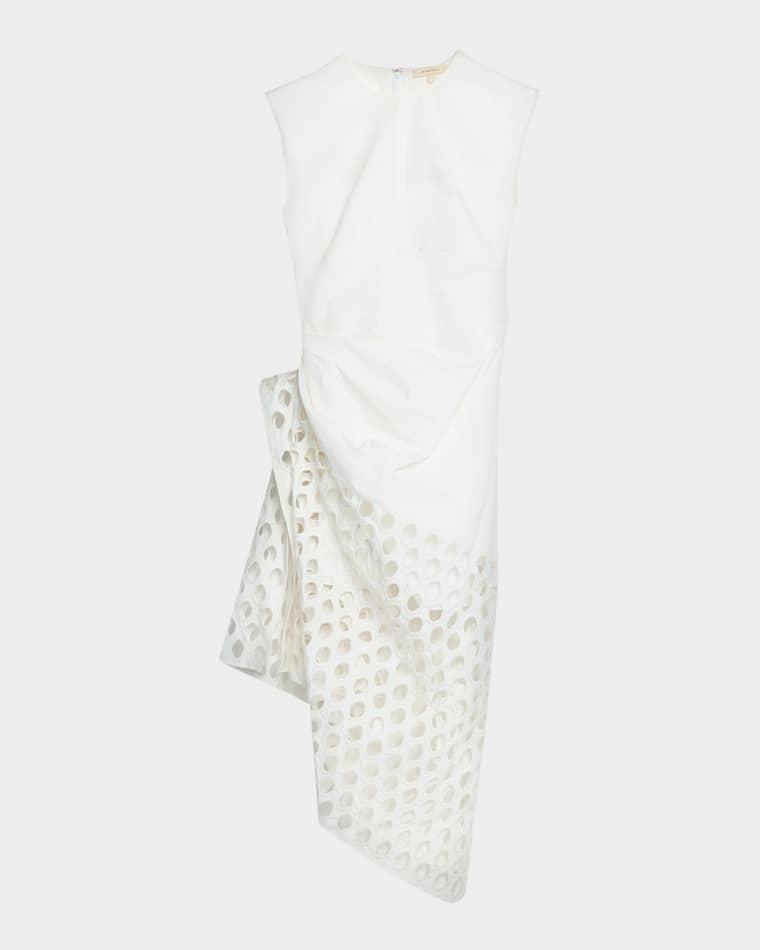Notting Broderie Anglaise Asymmetric Draped Midi Dress by DIOTIMA