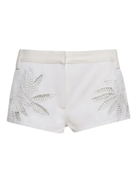 Rider leaf-embroidered cotton shorts by DIOTIMA