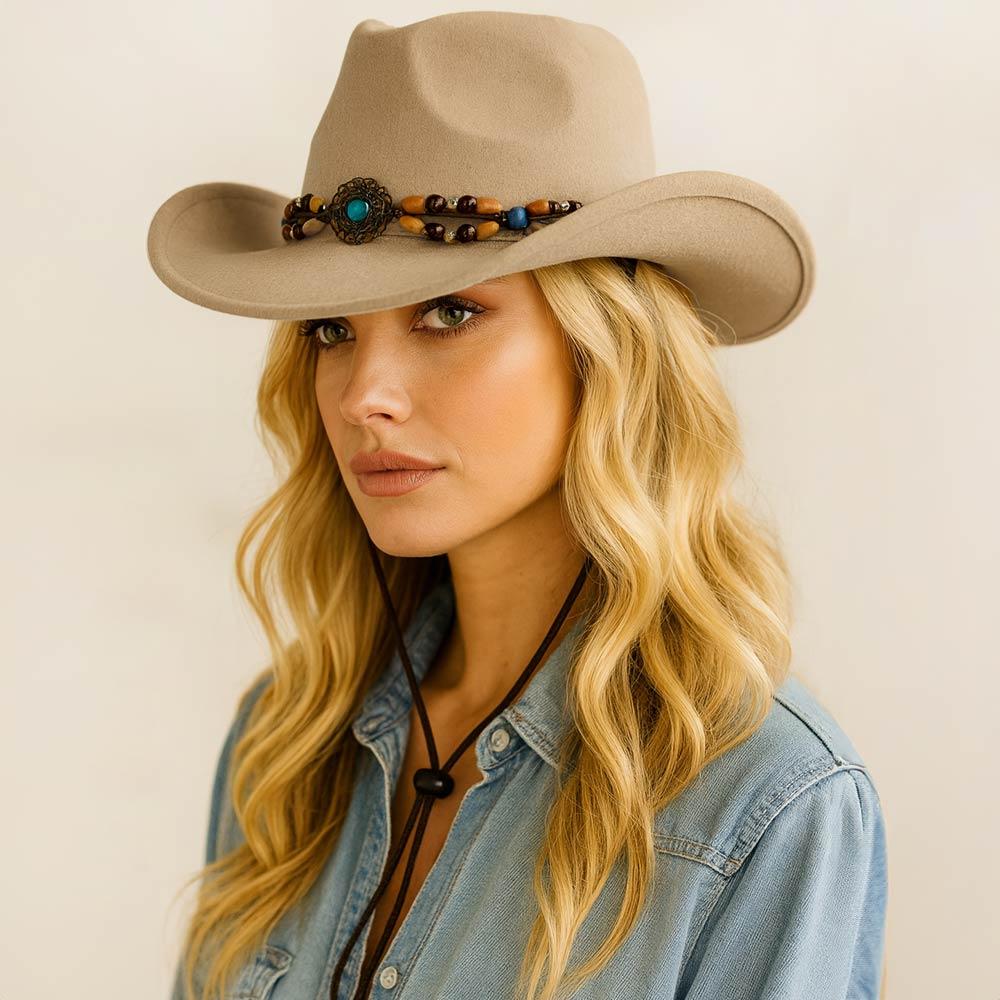 Beaded Western Concho Band Cowboy Hat by DISCONTINUED