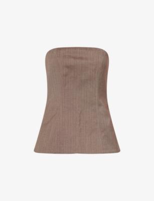 Hailey Strapless Stripe Bustier Woven Top by DISSH
