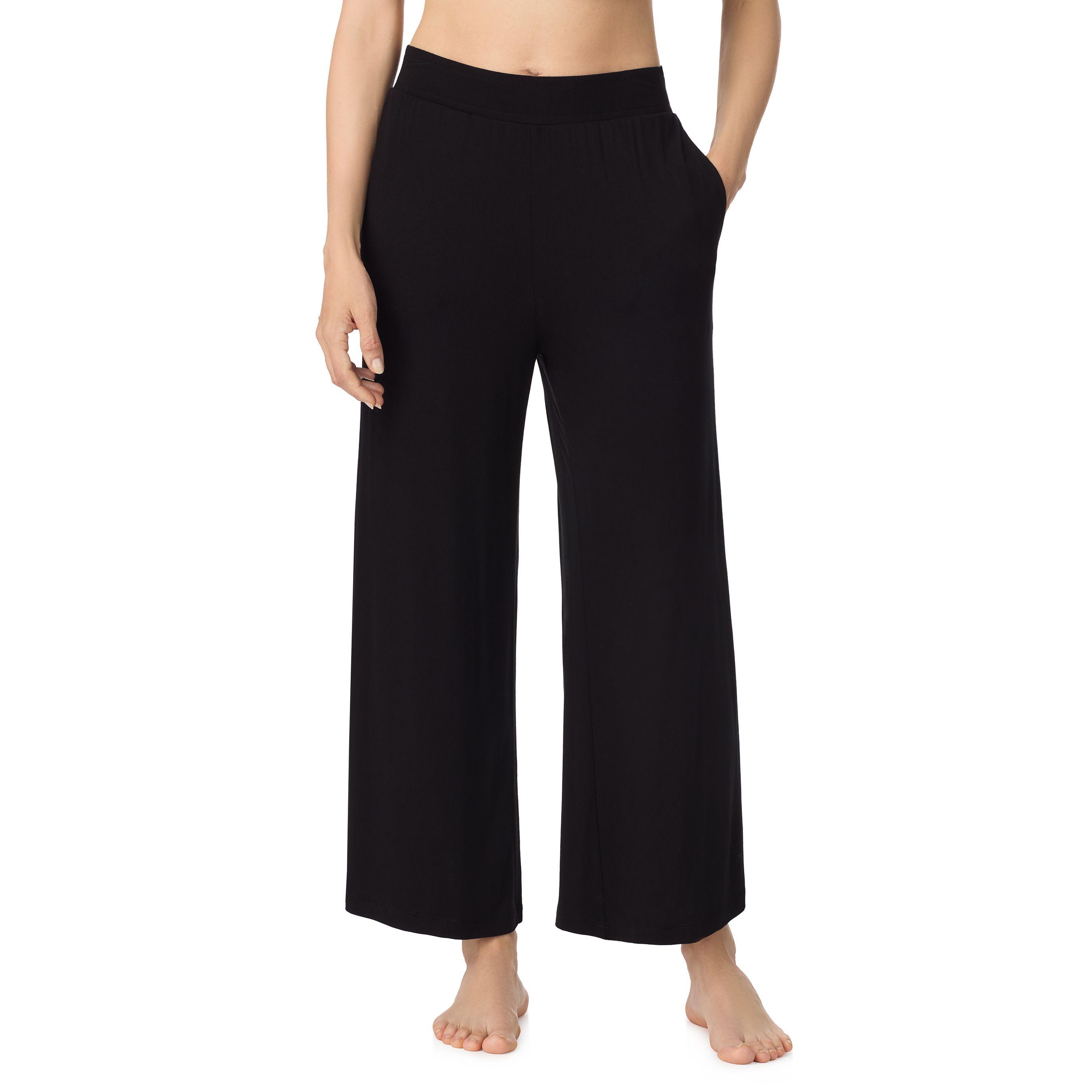 Ankle length cropped separate sleep pant with pockets in black by DKNY
