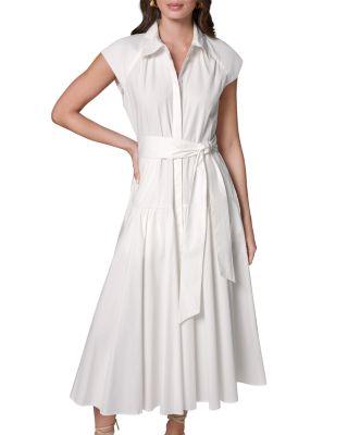 Button Front Cap Sleeve Midi Dress by DKNY