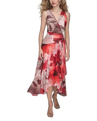Chiffon Faux Wrap Dress by DKNY