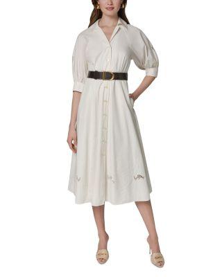 Elbow Sleeve Belted Shirtdress by DKNY