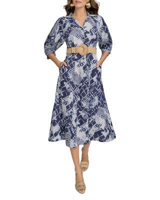 Linen Blend Belted Shirtdress by DKNY