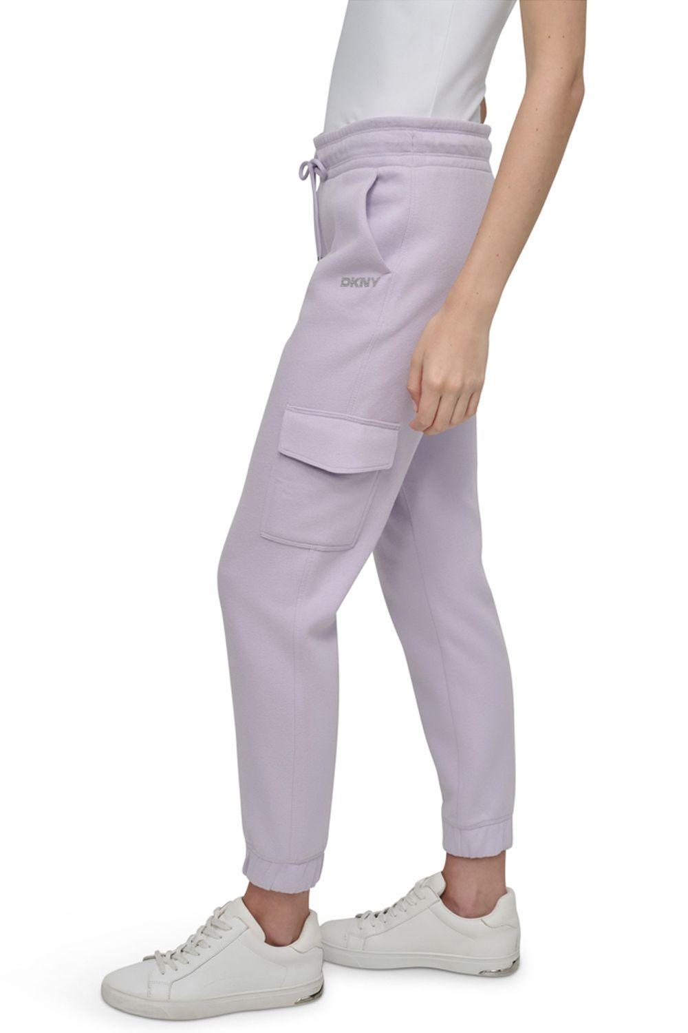 Mini Stud Logo Slim Fit Cargo Jogger With Pockets Purple Orchid by DKNY