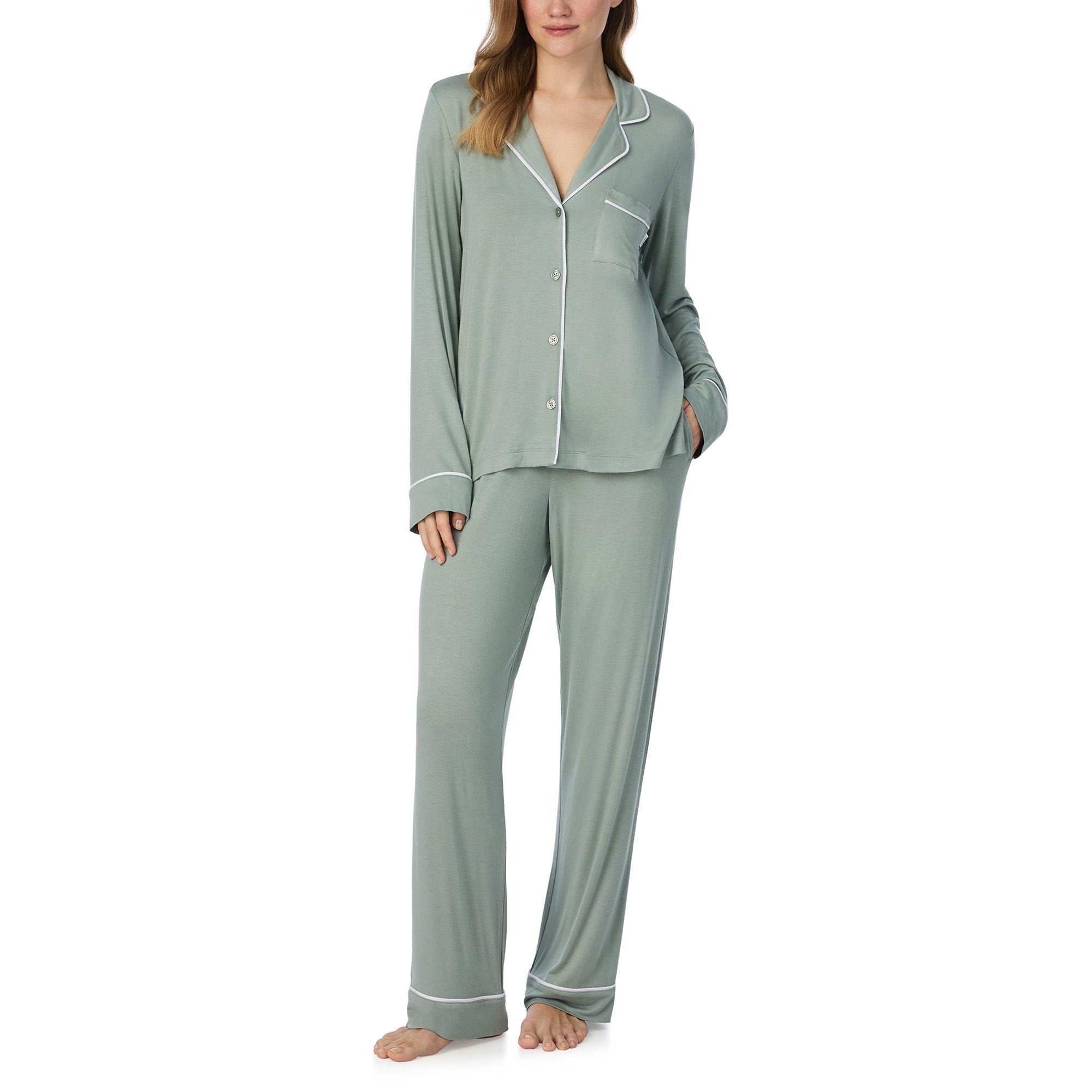 Next Gen Classics Long Sleeve Notch Top and Pant Sleep Set in Sage by DKNY