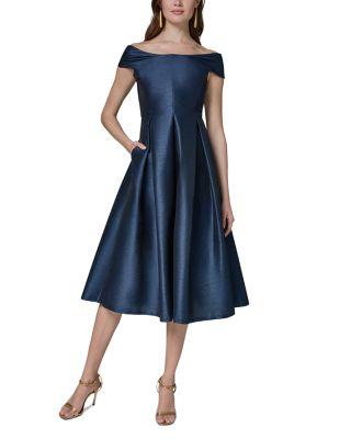 Off The Shoulder Fit & Flare Dress by DKNY
