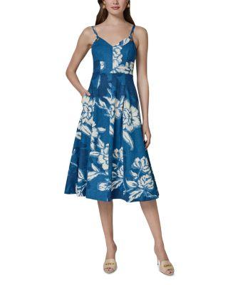 Printed Twin Strap Midi Dress by DKNY