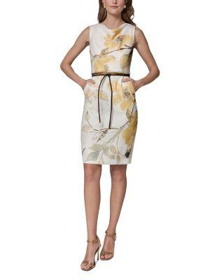 Sleeveless Cowl Neck Belted Sheath Dress by DKNY