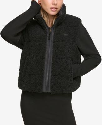 Women's Cropped Reversible Sherpa Vest by DKNY