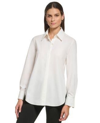 Women's Solid Covered-Placket Long-Sleeve Shirt by DKNY