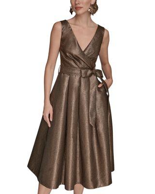 Wrap Effect Bow Waist Midi Gown by DKNY