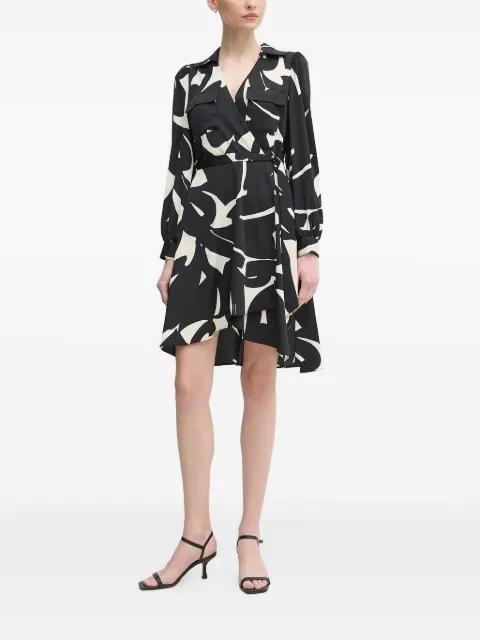 abstract-print wrap dress by DKNY