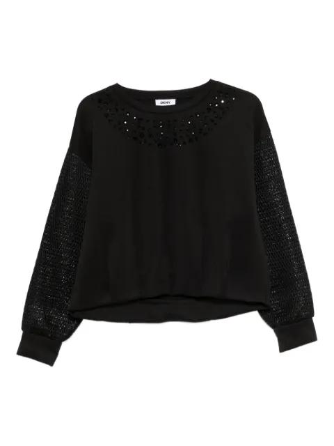 embellished mesh-sleeve sweatshirt by DKNY