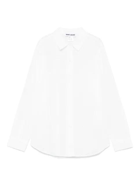 eyelet-detail long-sleeve shirt by DKNY