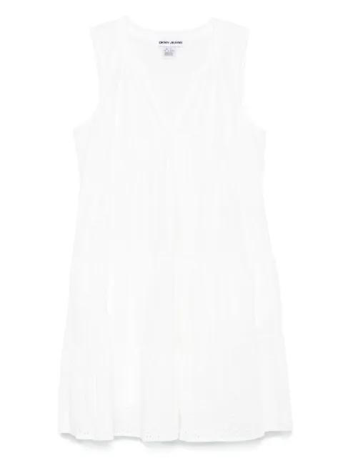 eyelet-detail sleeveless mini dress by DKNY
